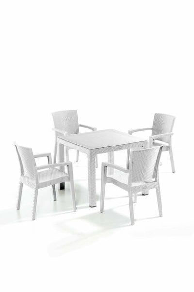 Zenit Rattan 4 Sandalyeli Bahçe Balkon Camlı Masa Takımı