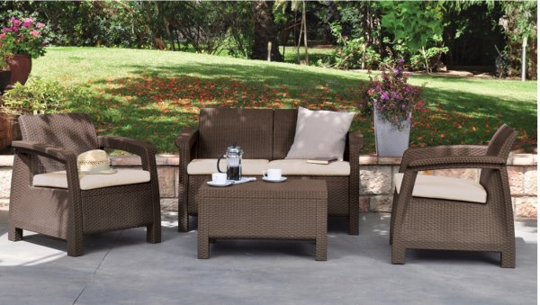 Rainbow Corfu oturma grubu Rattan Bahçe Mobilyası Takımı