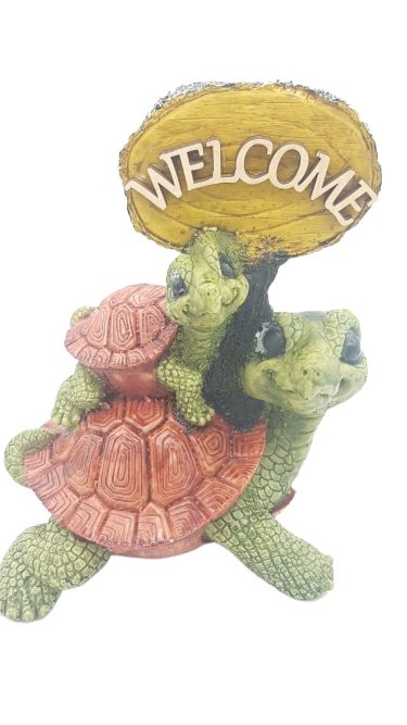 Kaplumbağa Anne ve Yavru Welcome Yazılı Biblo
