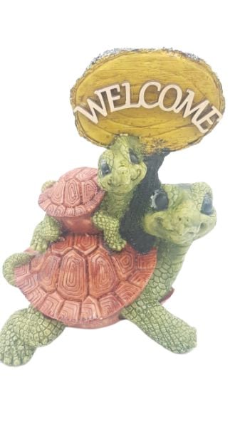 Kaplumbağa Anne ve Yavru Welcome Yazılı Biblo