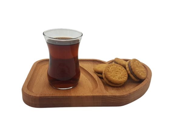 Çay Kahve Sunum Ahşap Altlık El Yapımı Kalpli