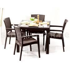 NOVUSSI ZENITH CAMLI 4lü Rattan stil Bahçe Balkon Mobilya kahve