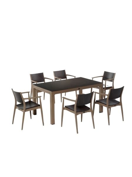 NOVUSSI SEGINUS CAMLI6’lı SET Bahçe Balkon Mobilya ÇÖLKAHVE-KAHVE